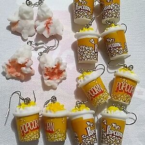 Popcorn and Popcorn bucket earrings! SET of 7 pairs!